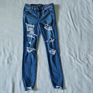 American Eagle Outfitters Blue Skinny Jeans Distressed Style
